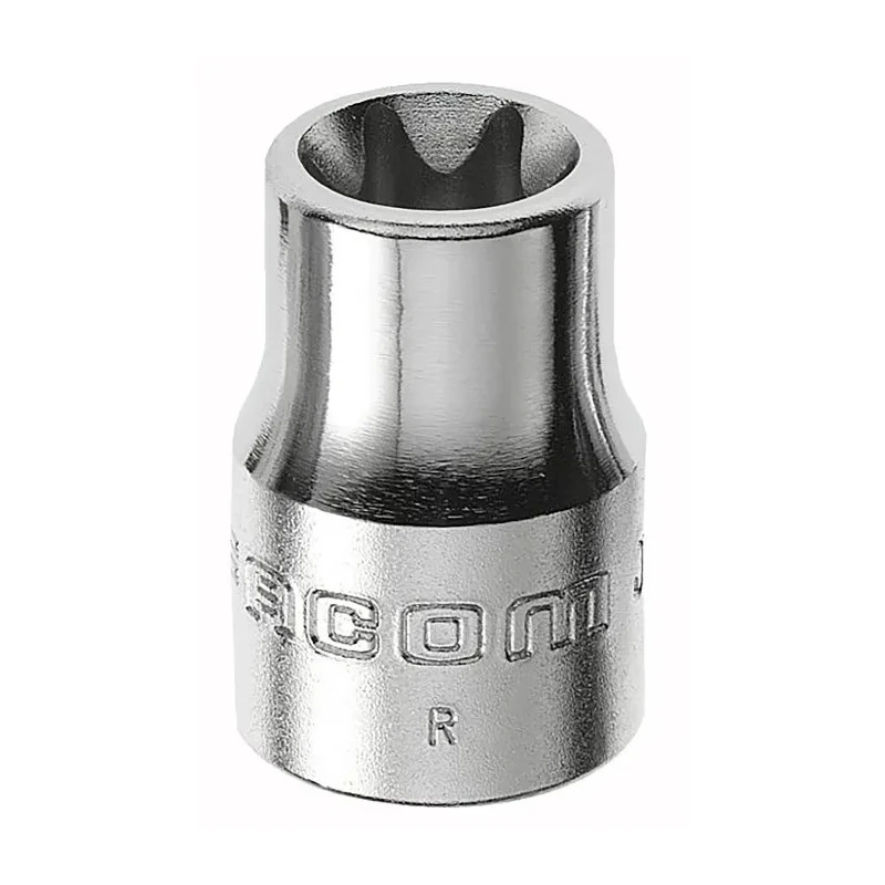Facom 3/8 in Drive E14 Torx Square Socket 14mm Bright Chrome Finish 26mm Overall Length JTX.14