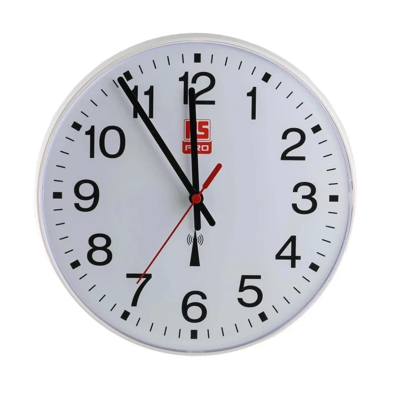 RS PRO White Radio Controlled Analogue Wall Clock 255 mm Diameter Plastic Case 235-6333