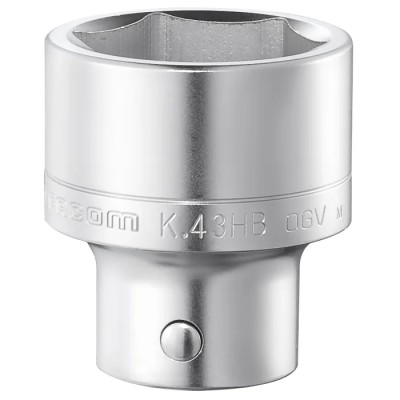Facom 3/4 in Drive 34 mm 6 Point Square Socket, Satin Chrome Finish, 59 mm Overall Length K.34HB