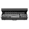Facom 14-Piece 3/4 in Hexagon Socket Set K.415E, Chrome Vanadium Steel, Bright Chrome Finish, Metric Sizes 22-42 mm