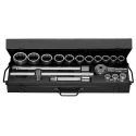 Facom 18-Piece 3/4 in 12 Point Socket Set K.436E with Chrome Vanadium Steel Bright Chrome Finish
