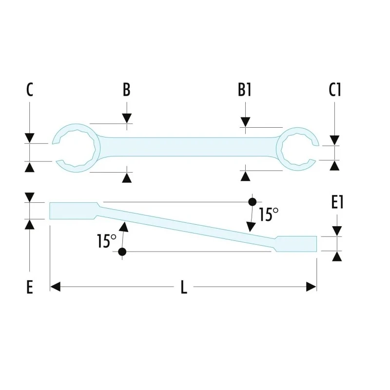 Facom Double Ended Metric Flare Nut Spanner 24 x 27 mm Chrome Vanadium Steel 260mm Overall 42.24X27