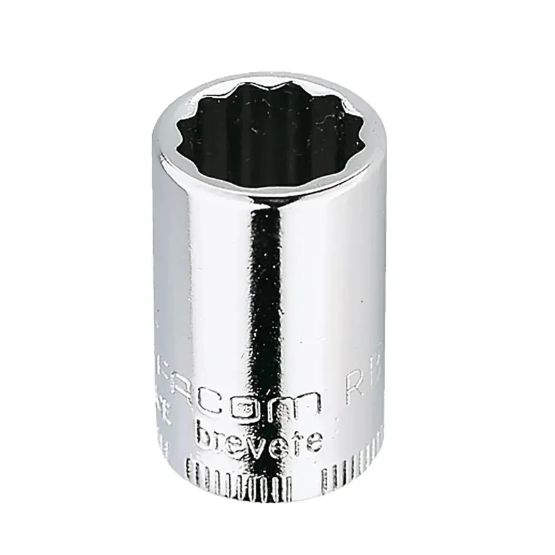 Facom 1/4 in Drive 1/4 in 12 Point Square Socket, Bright Chrome Finish, 22mm Overall Length RB.1/4