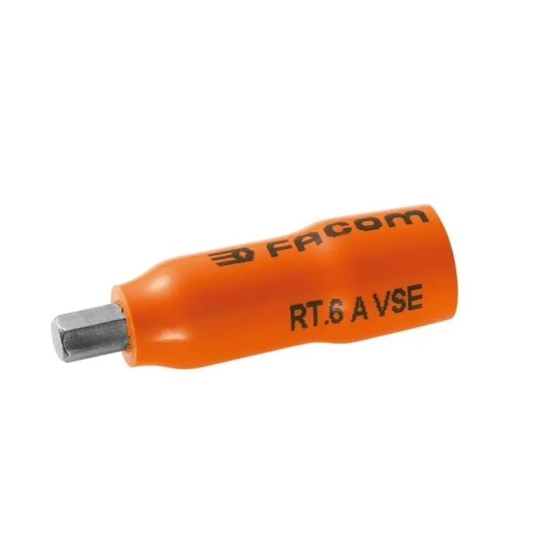 Facom 1/4 in Drive 4 mm 6 Point Square VDE Insulated Socket 37mm Overall Length RT.4AVSE