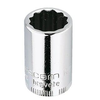 Facom 1/4 in Drive 9/32 in 12 Point Square Chrome Vanadium Steel Socket 22mm Overall Length RB.9/32