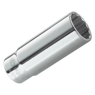 Facom 1/4 in Drive 9/16 in 12 Point Square Socket Chrome Vanadium Steel 50mm Overall Length R.9/16EL