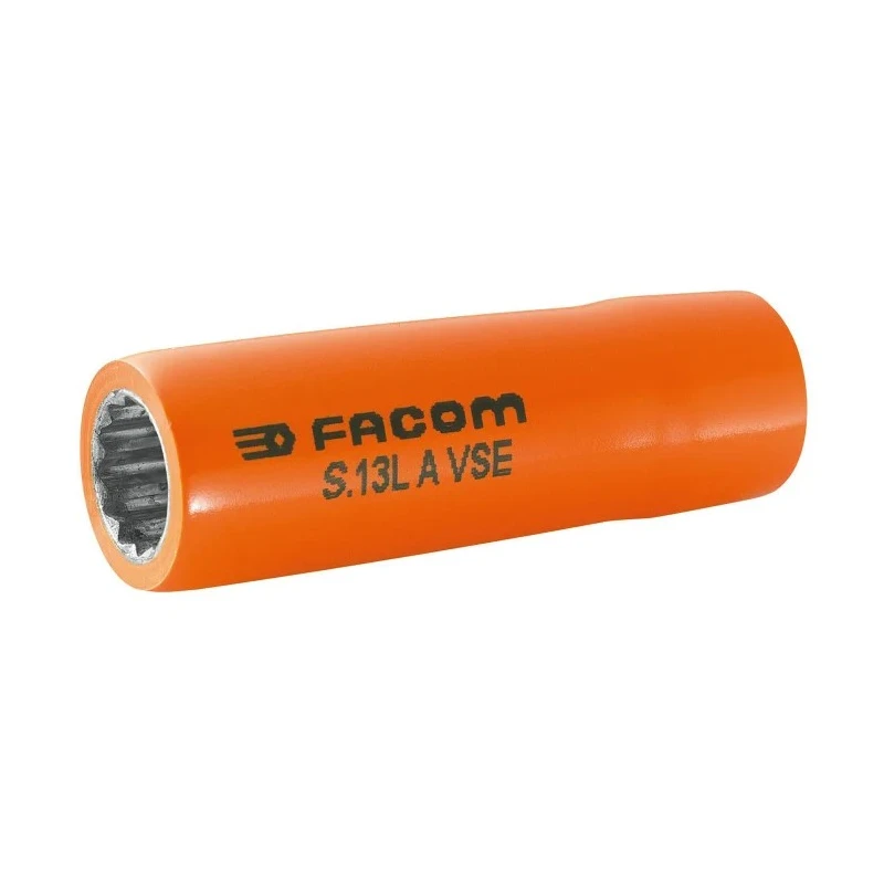 Facom 1/2 in Drive 19 mm 12 Point Square VDE/1000V Approved Insulated Socket, Steel, 77mm Overall Length S.19LAVSE