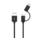 Ansmann IC Socket USB Cable Male USB Type A to Female Lightning, Micro USB Type B, USB Type C Black 1.2m 1700-0136