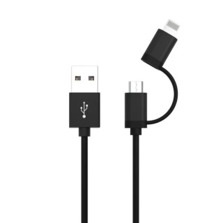 Ansmann IC Socket USB Cable Male USB Type A to Female Lightning, Micro USB Type B, USB Type C Black 1.2m 1700-0136