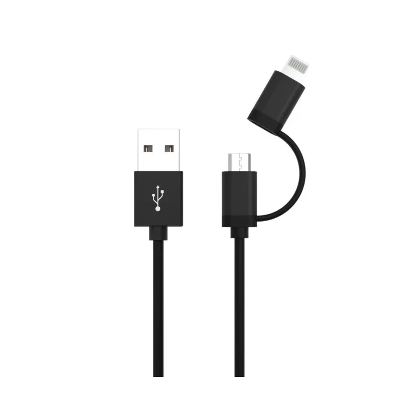 Ansmann IC Socket USB Cable Male USB Type A to Female Lightning, Micro USB Type B, USB Type C Black 1.2m 1700-0136