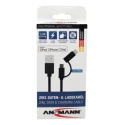 Ansmann IC Socket USB Cable Male USB Type A to Female Lightning, Micro USB Type B, USB Type C Black 1.2m 1700-0136
