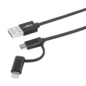 Ansmann IC Socket USB Cable Male USB Type A to Female Lightning, Micro USB Type B, USB Type C Black 1.2m 1700-0136