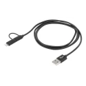Ansmann IC Socket USB Cable Male USB Type A to Female Lightning, Micro USB Type B, USB Type C Black 1.2m 1700-0136