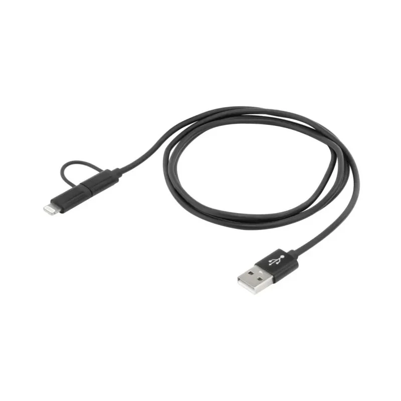 Ansmann IC Socket USB Cable Male USB Type A to Female Lightning, Micro USB Type B, USB Type C Black 1.2m 1700-0136