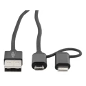 Ansmann IC Socket USB Cable Male USB Type A to Female Lightning, Micro USB Type B, USB Type C Black 1.2m 1700-0136