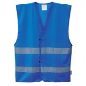 Portwest Blue Hook & Loop Hi Vis Vest Polyester, Unisex, Size L/XL F474RBRL/XL