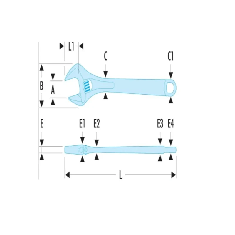 Facom Adjustable Spanner 20 mm Jaw Capacity, 155mm Overall Length, Chrome Vanadium Steel Metal Handle 113A.6C
