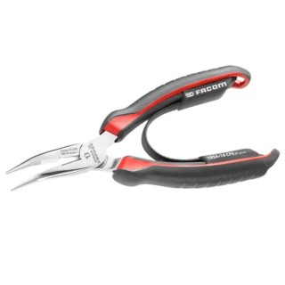 Facom 1-Piece Round Nose Plier Serrated 160mm Overall Length 40° Nose Angle High Carbon Steel Chrome Finish 195A.16CPE