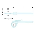 Facom Chain Wrench with 60 - 140 mm Jaw Capacity, 600 mm Overall Length, Metal Handle, Chrome Finish 136C.4