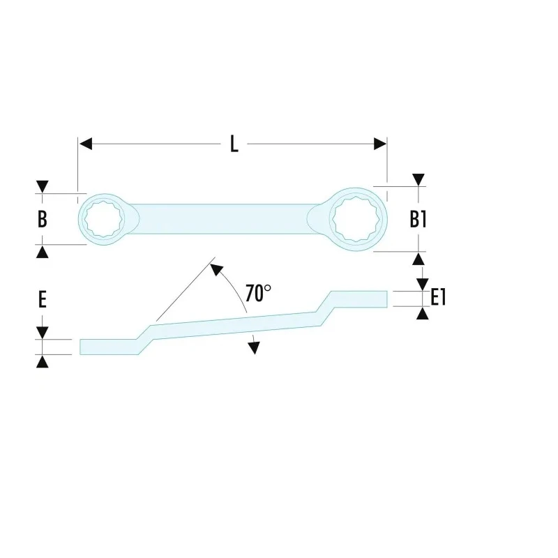 Facom Metric Offset Ring Spanner 26 x 28 mm, 345 mm Overall Length 12-Point Profile 55A.26X28