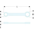 Facom Metric Offset Ring Spanner 22 x 24 mm, Chrome Finish, 12 Point Profile, 255mm Overall Length 59.22X24