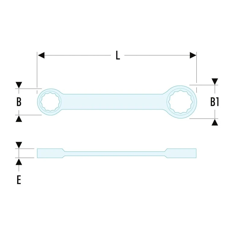 Facom Metric Offset Ring Spanner 22 x 24 mm, Chrome Finish, 12 Point Profile, 255mm Overall Length 59.22X24