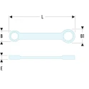 Facom Ring Spanner 16 x 17 mm, 210mm Overall Length, Offset Head, Chrome Finish 59.16X17