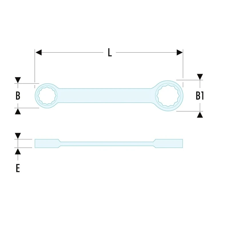 Facom Ring Spanner 16 x 17 mm, 210mm Overall Length, Offset Head, Chrome Finish 59.16X17