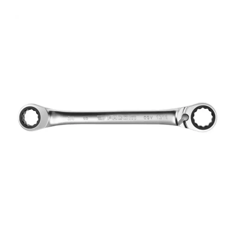 Facom Ratchet Ring Spanner 9.53 x 11.11 mm Offset Head Chrome Finish 150mm Overall Length 65.3/8X7/16