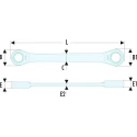 Facom Ratchet Ring Spanner 6 x 7 mm, 115 mm Overall Length, Chrome Finish 65.6X7