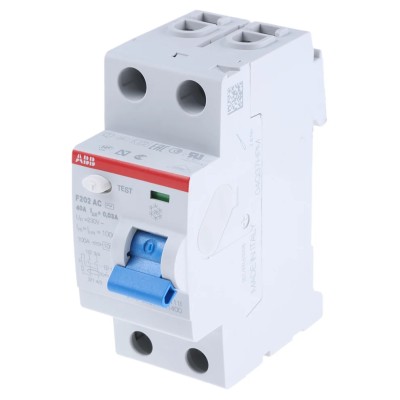 ABB F200 Series Residual Current Circuit Breaker 40A 2-Pole 30mA Type AC 230V 2CSF202001R1400 F202 AC-40/0,03