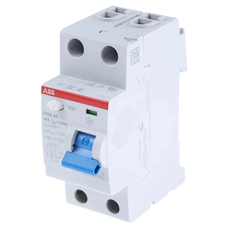 ABB F200 Series Residual Current Circuit Breaker 40A 2-Pole 30mA Type AC 230V 2CSF202001R1400 F202 AC-40/0,03