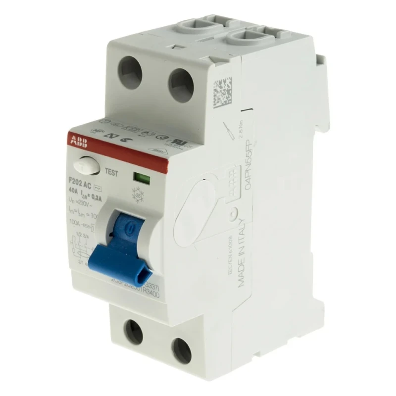 ABB F200 Series Residual Current Circuit Breaker 40A 2-Pole 300mA Type AC 400V AC 2CSF202001R3400 F202 AC-40/0,3
