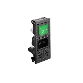 Bulgin C14 Vertical Panel Mount IEC Connector, 250V, 10A, Female, Fuse Size 5 x 20 mm BZV03/Z0000/75