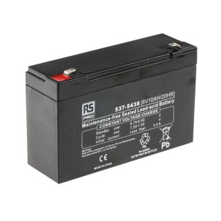 RS PRO 6 V T1 Sealed Lead Acid Battery 10 Ah, 94mm x 151mm 537-5438