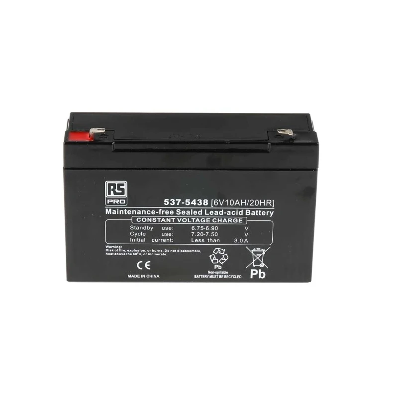 RS PRO 6 V T1 Sealed Lead Acid Battery 10 Ah, 94mm x 151mm 537-5438