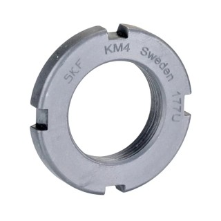 SKF Lock Nut Bearing Assembly for Use with Bearing KM 4, 20mm ID, 32mm OD, Threaded Reusable Lock Nut KM 4