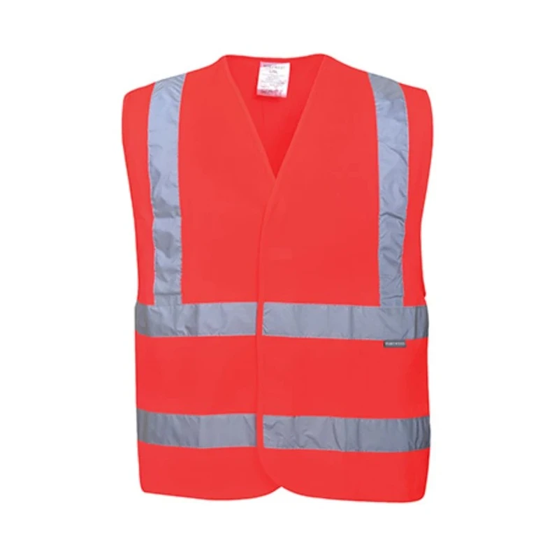 Portwest Red Hook & Loop Hi Vis Vest 100% Polyester Warp Knit, 2XL-3XL C470RERXX/3X