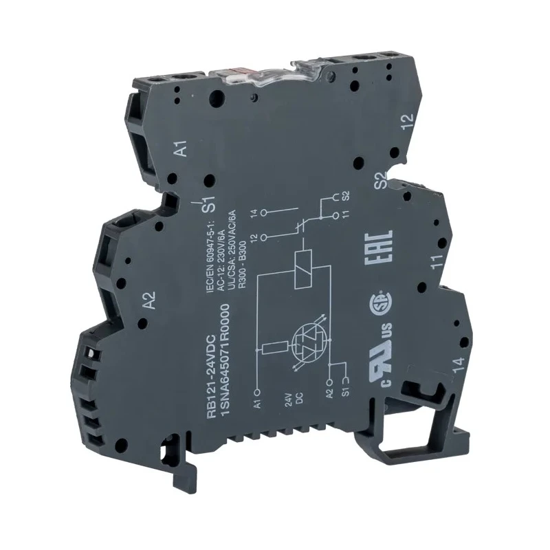 ABB Electromechanical Interface Relay SPDT, DIN Rail Mount, 24V DC Coil, 10A Contact, RB121