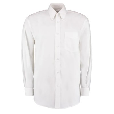 Kustom Kit Classic Fit Premium Oxford Men’s Long Sleeve White Cotton, Polyester Work Shirt KK105