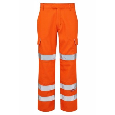 PULSAR Men's Hi Vis Trouser Orange Waist 28-50 in Elasticated Comfort PRARC07