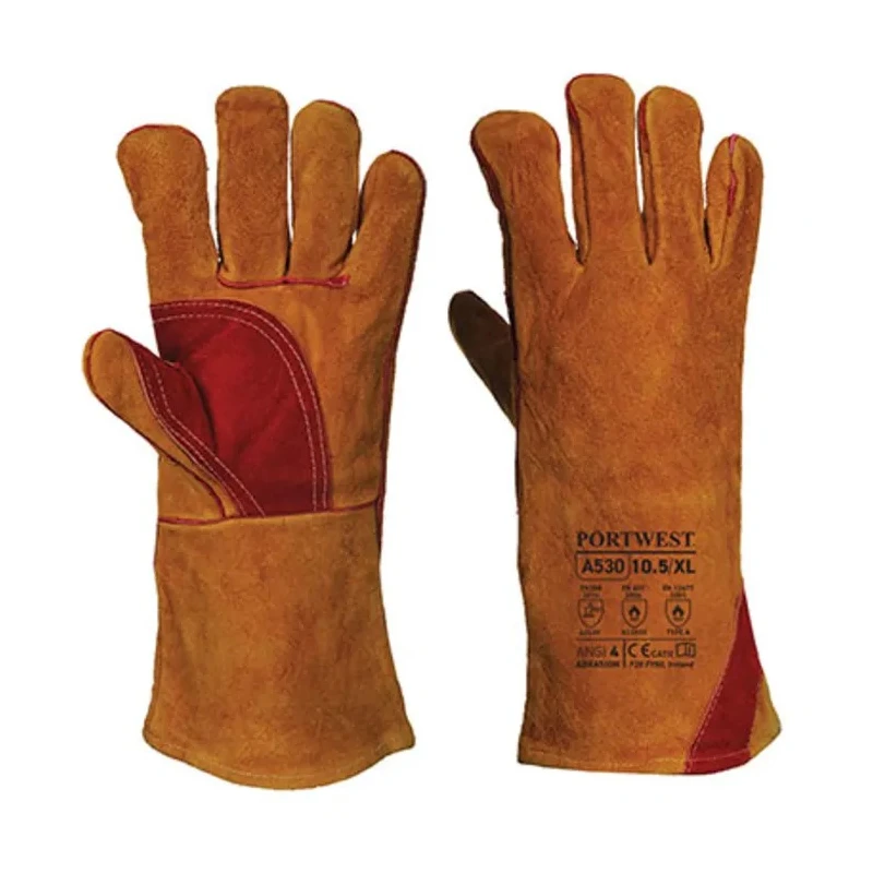 Portwest Premium Brown Leather Welding Gloves with Reinforced Palm and Thumb, Size 12 A530BRRXXXL