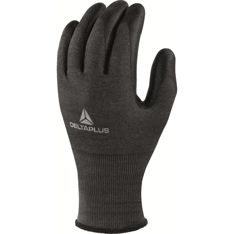 Delta Plus Black Polyurethane Coated Work Gloves Size 7 Cut Resistant Level D VENICUTD05
