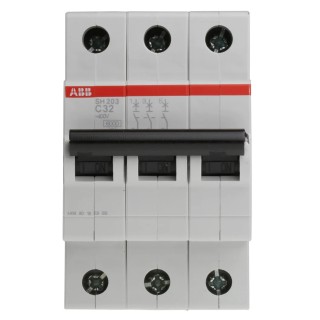 ABB ComPact Home Miniature Circuit Breaker, 3-Pole, 32A, Type C, 440V AC, 6 kA Breaking Capacity SH200