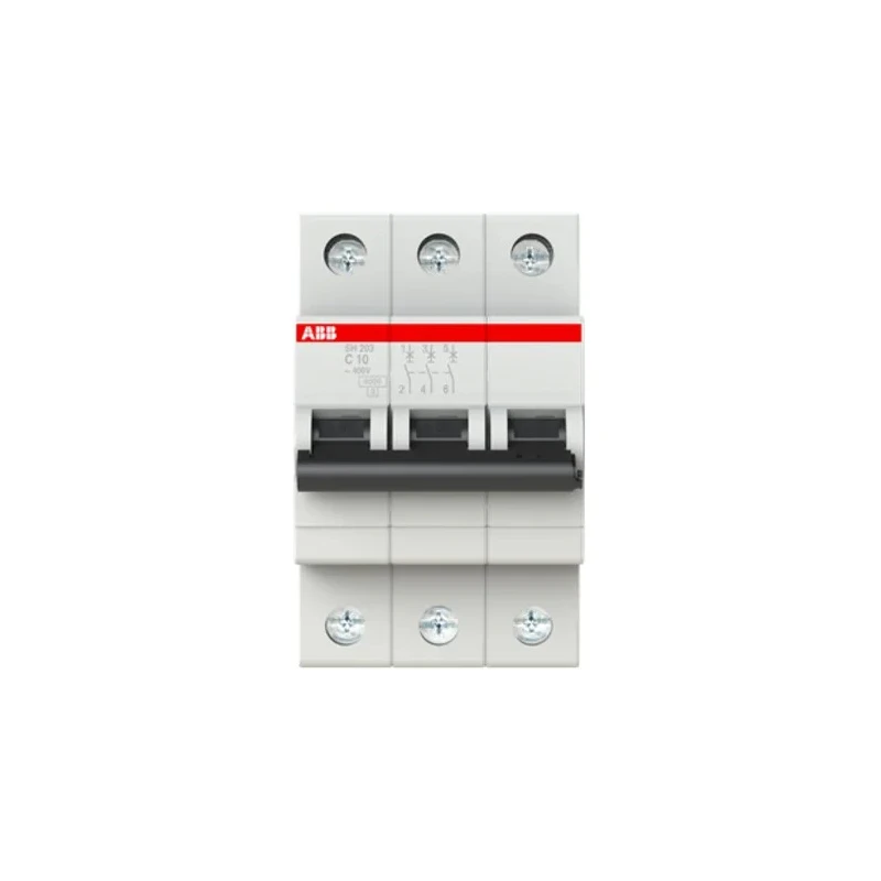 ABB ComPact Home Miniature Circuit Breaker 3 Pole 10A Type C 440V AC 440V DC 6 kA Breaking Capacity SH200