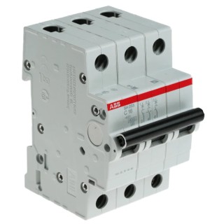 ABB ComPact Home Miniature Circuit Breaker, 3-Pole, 16A, Type C, 440V AC, 6 kA Breaking Capacity SH200