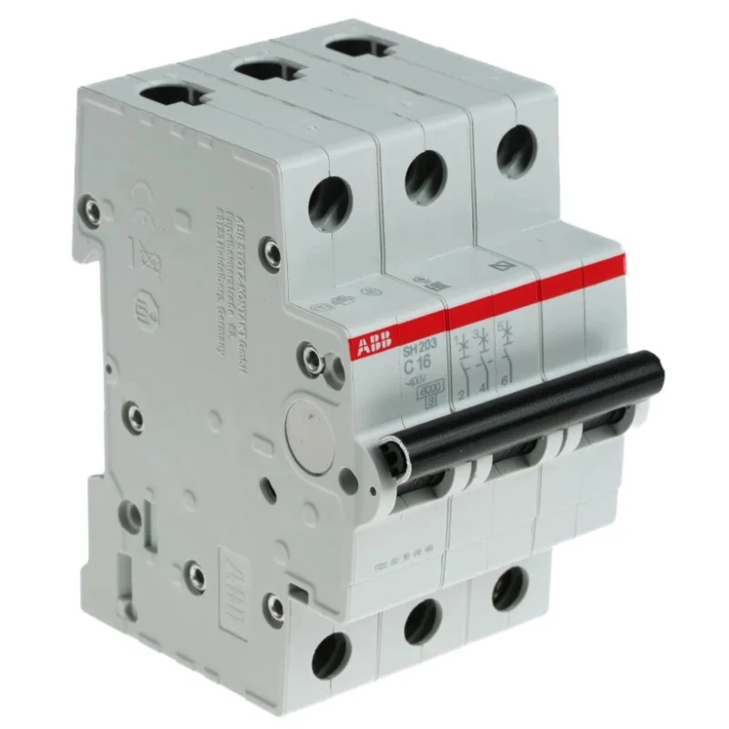 ABB ComPact Home Miniature Circuit Breaker, 3-Pole, 16A, Type C, 440V AC, 6 kA Breaking Capacity SH200