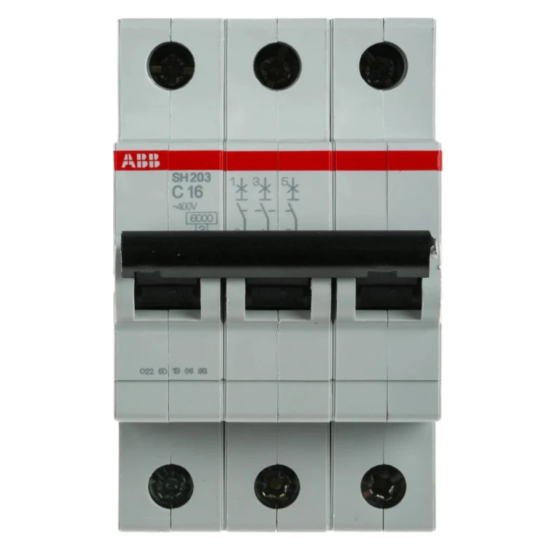 ABB ComPact Home Miniature Circuit Breaker, 3-Pole, 16A, Type C, 440V AC, 6 kA Breaking Capacity SH200