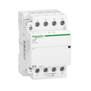 Schneider Electric Acti9 iDT40 Safety Contactor, 4-Pole, 40 A, 2.1 W, 240V DIN Rail Mount A9C22740