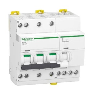 Schneider Electric Residual Current Circuit Breaker with Overload Protection, 25A Current Rating, 3-Pole, 30 mA A9DA3725
